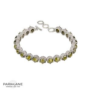 Olive CZ Honeycomb Silver Tennis Bracelet